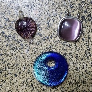 Vintage Set of 3 Glass Pendants - Y2K